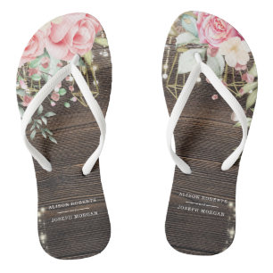 Chinelos Casamento Floral Rustic Wood Personalizado