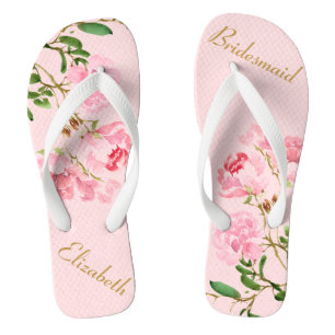 Chinelos Casamento Personalizado de Bridesmaid Floral Rosa