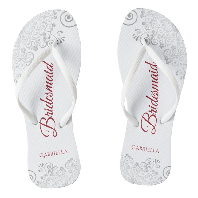 Chinelos Casamento Simples de Lace Silver e Bridesmaid de S (Pé da cama)