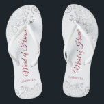 Chinelos Casamento Simples de Madrinha de casamento e Lace<br><div class="desc">Estas belas chinelos de casamento são uma maneira excelente de obrigado e reconhecer sua Madrinha de casamento enquanto salva os pés dela ao mesmo tempo. Possui um design elegante com cadeiras de cinza prateada em um fundo branco e cartaz de rico em letra vermelha. O teste lê Madrinha de casamento...</div>