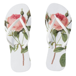 Chinelos Chanclas blancas de una rosa en cada pie