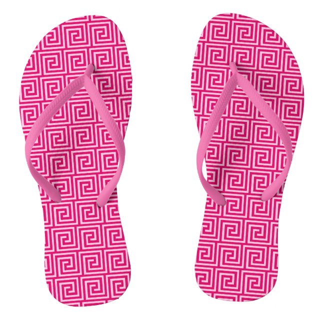 Chinelos Chave grega, fúcsia e rosas claro (Pé da cama)