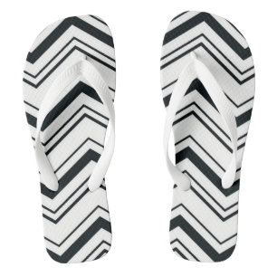 Chinelos Chevron branco e preto