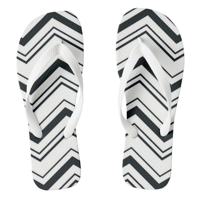 Chinelos Chevron branco e preto (Pé da cama)