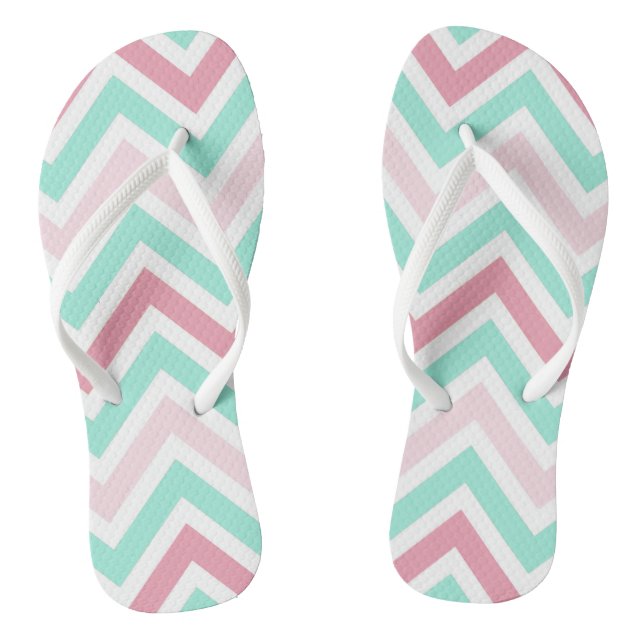 Chinelos Chevron Rosa e Teal (Pé da cama)