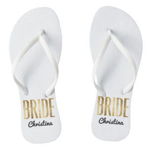 Chinelos Chic Faux Dourada Noiva Bachelorette