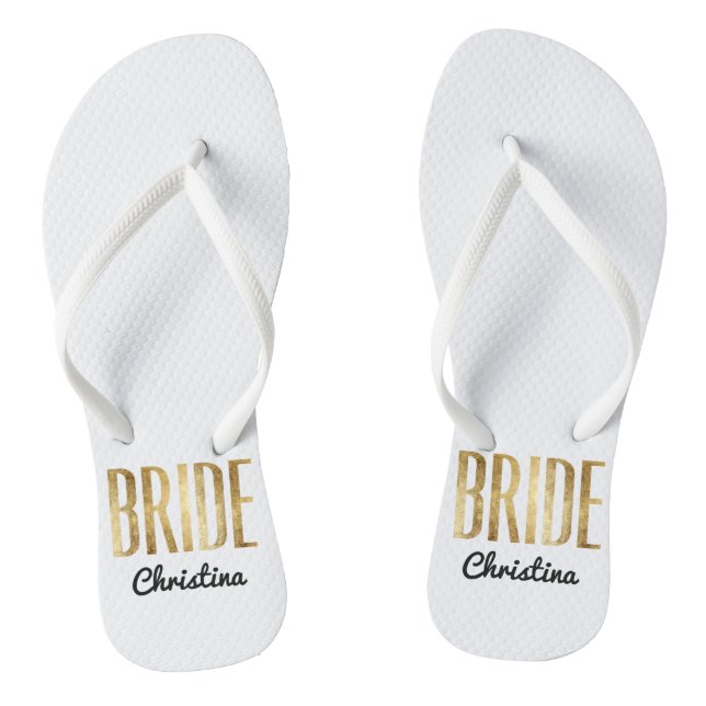 Chinelos Chic Faux Dourada Noiva Bachelorette (Pé da cama)