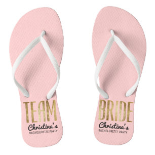 Chinelos Chic Faux Dourado Team Node Casamento Bachelorette