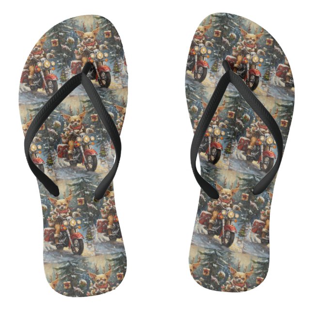 Chinelos Chihuahua Dog Andando Moto Natal (Pé da cama)