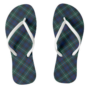 Chinelos Clan Mackenzie Tartan Xadrez azul e verde