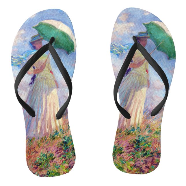 Chinelos Claude Monet - Mulher com Guarda-Chuva virada para (Pé da cama)