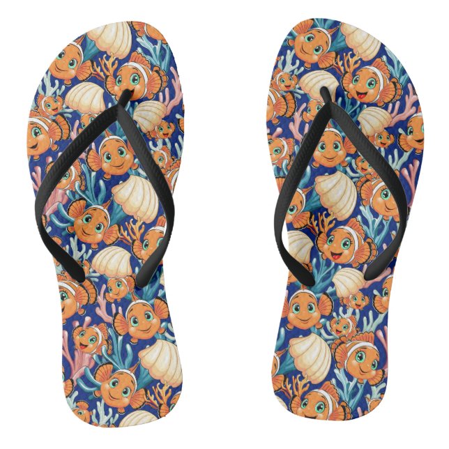 Chinelos Clown fish Cartoon cute Family Underwater (Pé da cama)