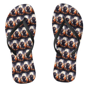 Chinelos Cocker Spaniel de Halloween com Abóboras