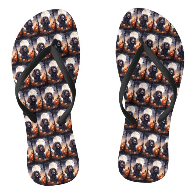 Chinelos Cocker Spaniel de Halloween com Abóboras (Pé da cama)