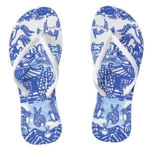 Chinelos Coelho Selvagem Azul Jardim Sangrento