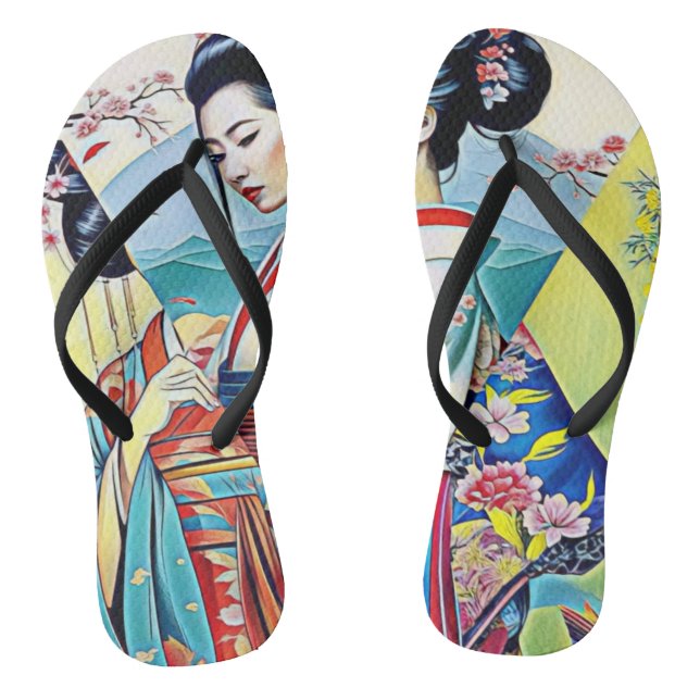 CHINELOS COLAGEM DE DESIGNER DE PRIMAVERA ASIÁTICA (Pé da cama)