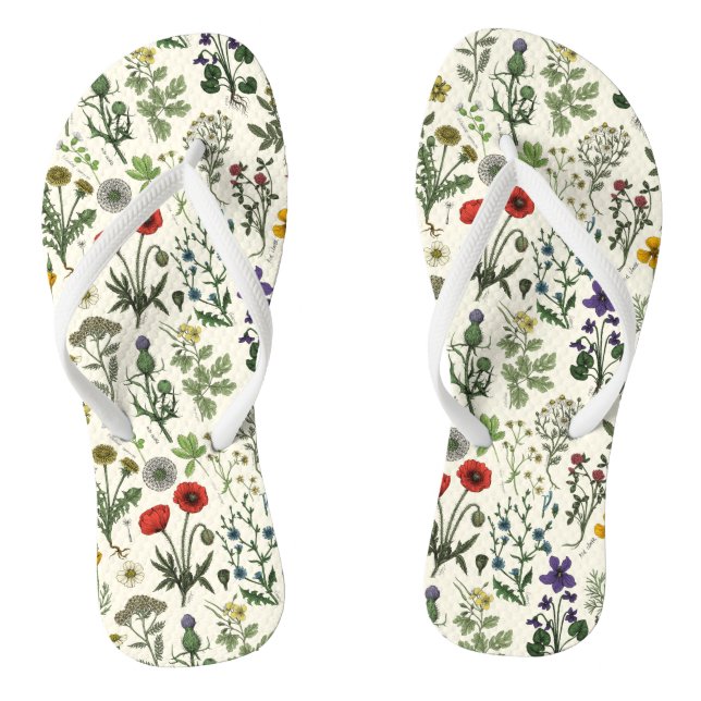Chinelos Colagem de flores silvestres (Pé da cama)