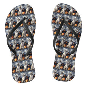 Chinelos Coletor Inglês Halloween Com Pumpkins Assustado