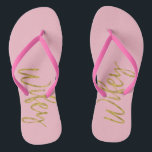 Chinelos com Espuma Dourada e Rosa<br><div class="desc">Chinelos com folhas de ouro e tipografia rosa. Os Chinelos são perfeitos para as férias de lua de mel com o Hubby.</div>