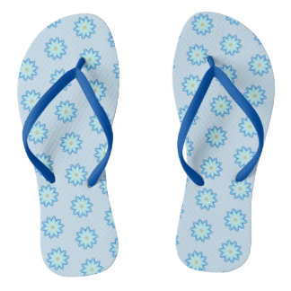 Chinelos com Pintura de Flores de Lótus Azul Abstr