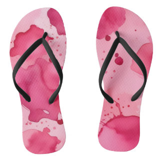 Chinelos com respingo de tinta rosa