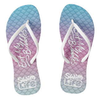 Chinelos "Coma as minhas bolhas" Teal/Rosa/Espuma dimension