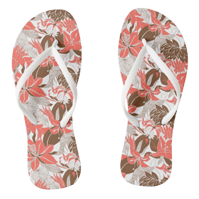Chinelos Contour Hawaii Tropical Lily e Protea Floral (Pé da cama)