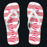 Chinelos Cor-De-Rosa Personalizada Ou Qualquer Faixa De Cor<br><div class="desc">Padrão de faixas rosa - Altere para qualquer cor clicando em personalizar. E diga o que quiser. Torne estes chinelos do tipo que têm sua mensagem neles. Seja a fala da praia!</div>