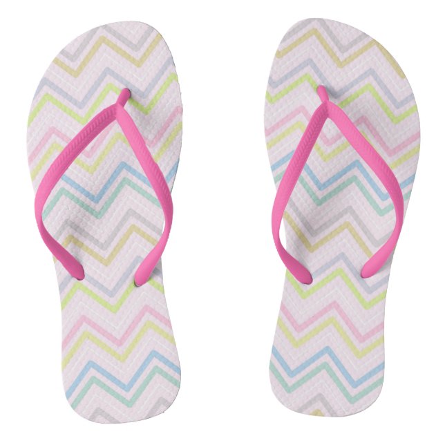 Chinelos Cor Múltipla Zigzag Rosa (Pé da cama)