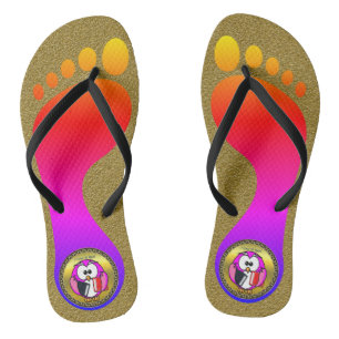 Chinelos Coruja rosa e branca com livros escolares e ouro