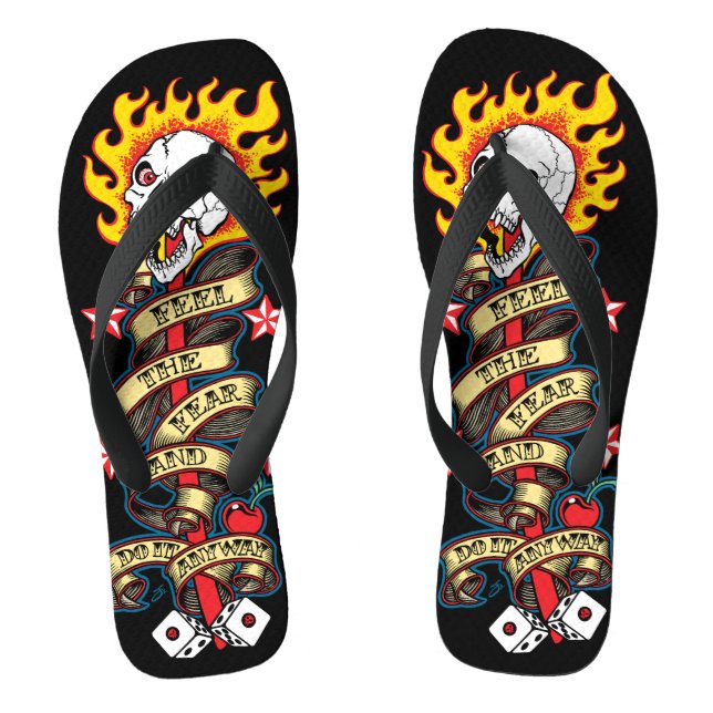 Chinelos Crânio flamejante Sente o medo (Pé da cama)