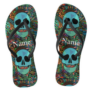 Chinelos Crânio Hippie do Halloween Thunder_Cove