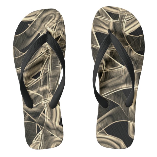 Chinelos Curvas semelhantes a fita, caquis ou linhas beges  (Pé da cama)