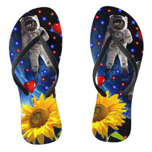 Chinelos de astronauta de girassol