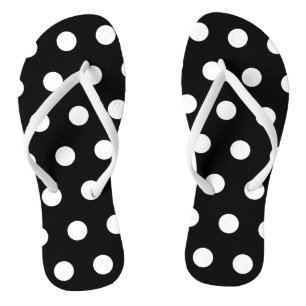 Chinelos de Bolinhas preto e branco
