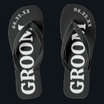 Chinelos de Casamento Personalizado de Nado Preto<br><div class="desc">Estes chinelos são perfeitos para o futuro noivo! Personalize com sua data de casamento.</div>