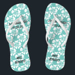 chinelos de casamento personalizados da madre casa<br><div class="desc">chinelos de casamento da praia do Sr. casal. Flipflops de casamento personalizados de monograma de flores de praia havaiana para noiva e noivo ou convidados. O partido elegante é o favor definido com apelido personalizado ou monograma e padrão floral tropical Hibiscus. O passado personalizado e a cor da correia para...</div>