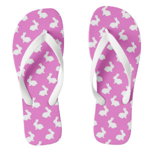 Chinelos de coelho rosa e branco