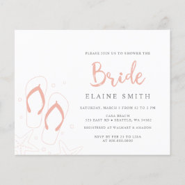 Chinelos de Coral Orçamentário Convite para Chá de