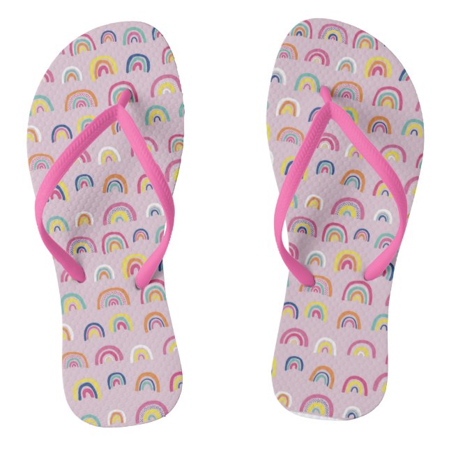 Chinelos de Dedão Arco-Íris Rosa (Pé da cama)