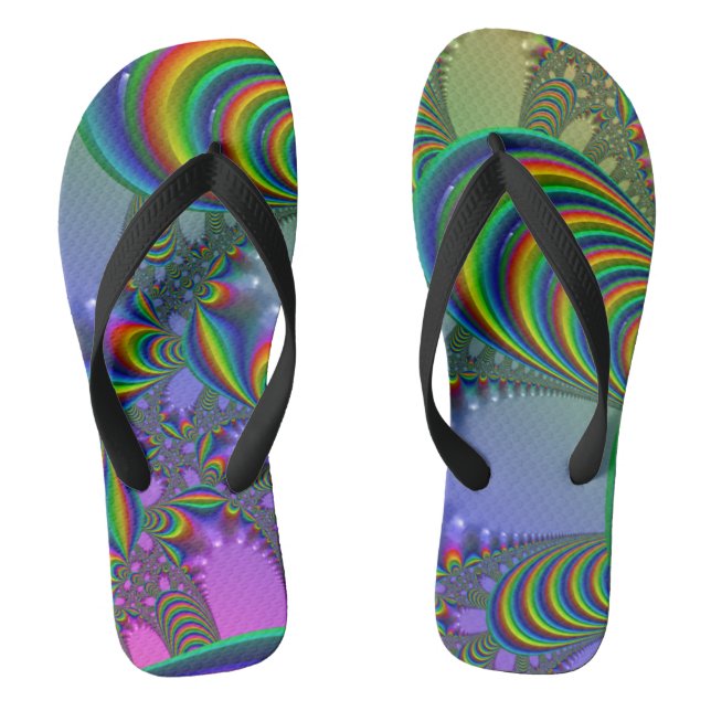 Chinelos de Flip Flops de Cristal Dourado Fractal (Pé da cama)