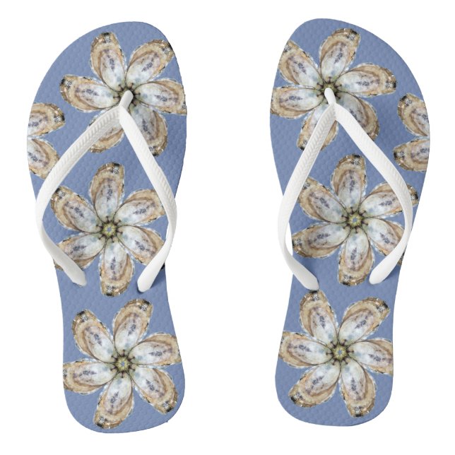 Chinelos De Flor Ostra - Design A Azul Claro (Pé da cama)