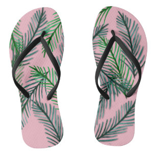 Chinelos de folhas verdes