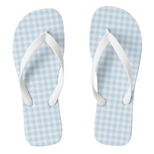 Chinelos de Gingham Azul Pastel Adulto, Largas Pre