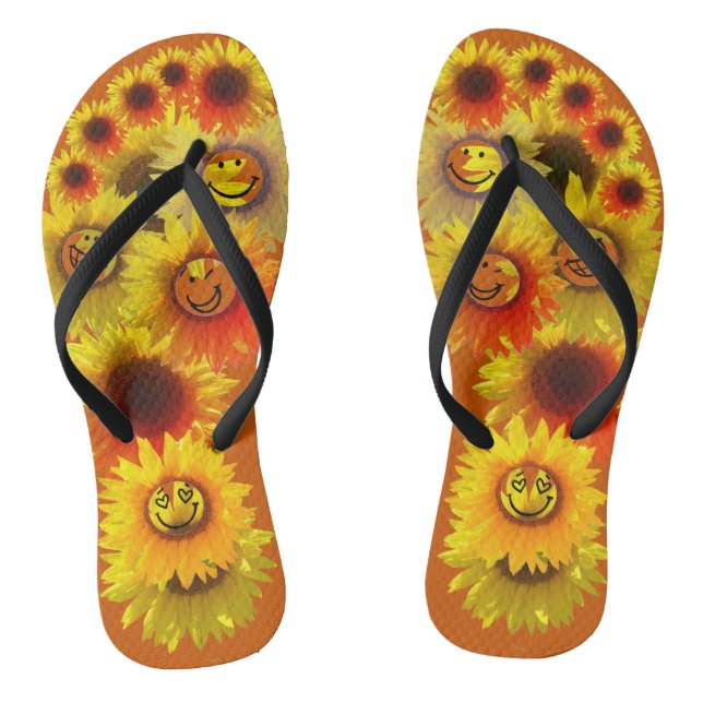 Chinelos de girassol de laranja queimado unisex (Pé da cama)