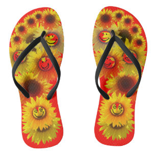 Chinelos de girassol de maçã doce e unisex