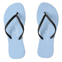 Chinelos de monograma minimalista azul pastel chic