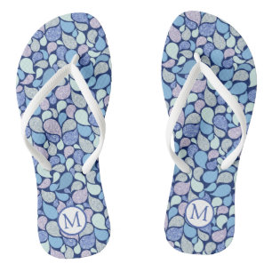Chinelos de monogramas com padrão paisley moderno
