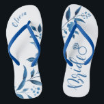 chinelos de noiva de festa de casamento floral azu<br><div class="desc">chinelos florais azuis giros para a noiva ser,  presentes personalizados de noiva,  excelente.</div>