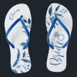 chinelos de noiva de festa de casamento floral azu<br><div class="desc">chinelos florais azuis giros para a noiva ser,  presentes personalizados de noiva,  excelente.</div>